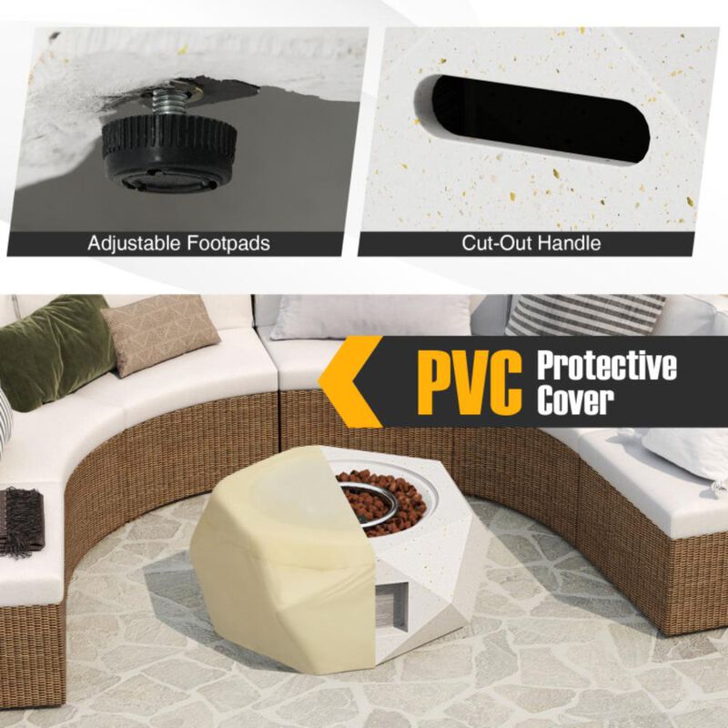 Hivvago 40000 BTU 28 Inch Hexagon Terrazzo Propane Fire Pit Table with Stainless Steel Burner