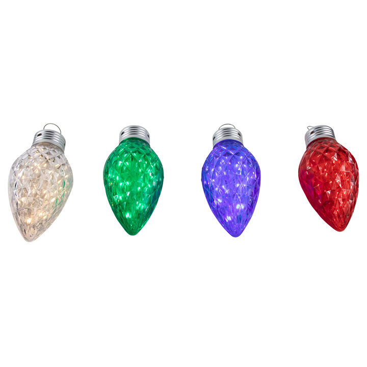4 Count LED Multi-Color Giant C9 Faceted Twinkle Christmas Lights  12 ft White Wire