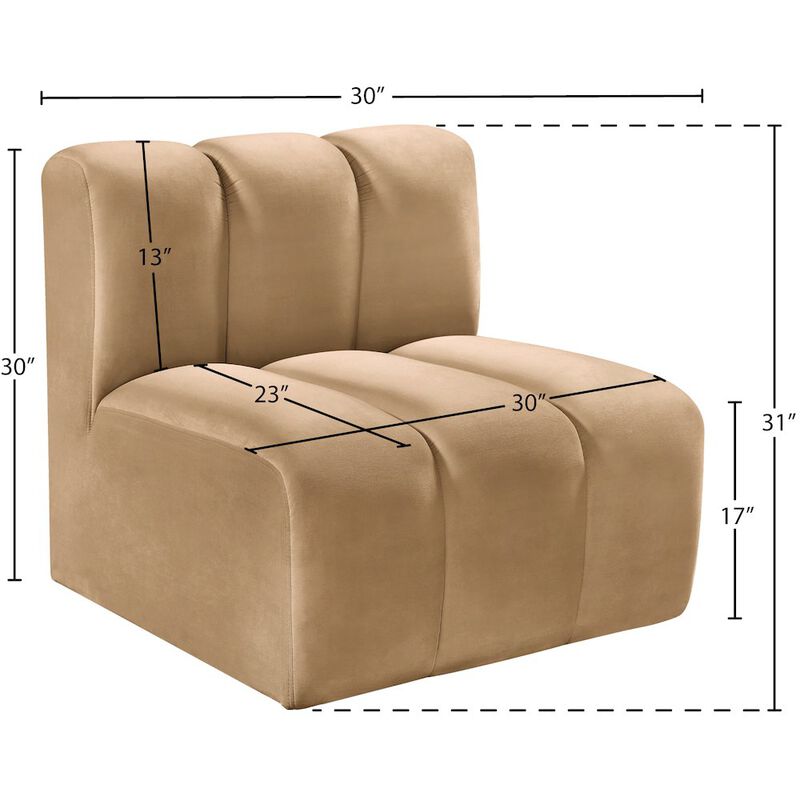Meridian Furniture Arc Camel Velvet Straight Chair
