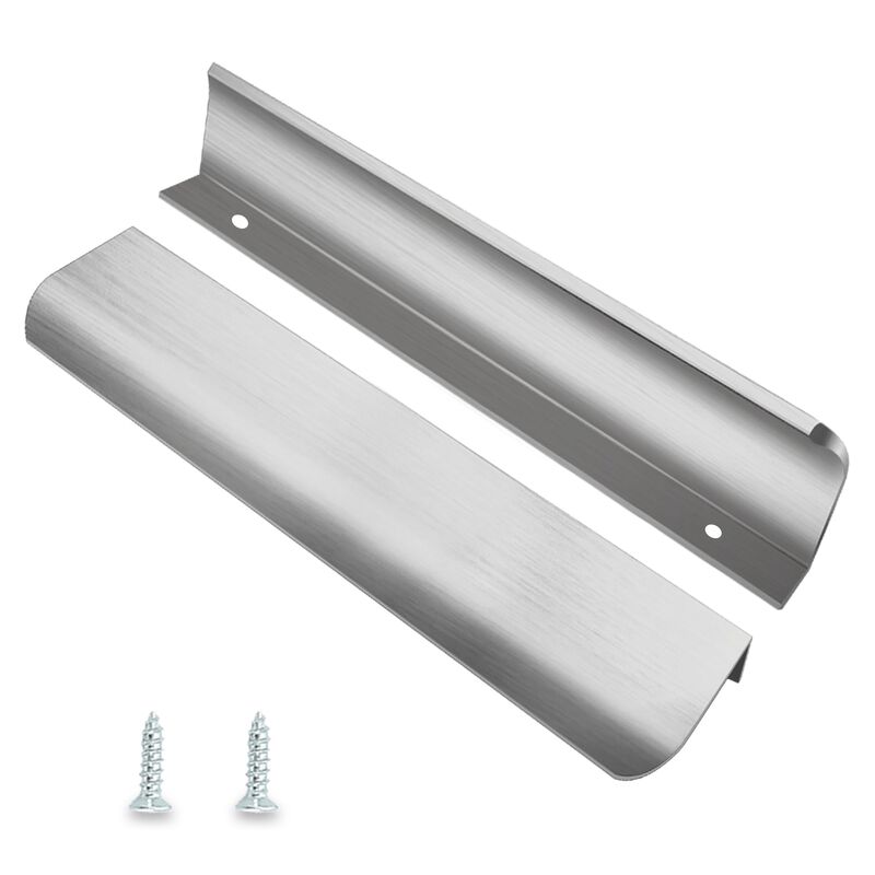 LEAPHZOT 10 Pack 8"" (200mm) Overall Length Edge Finger Pull,Brushed Nickel Concealed Kitchen Cabinet Handle,Top Mount Flat Cabi