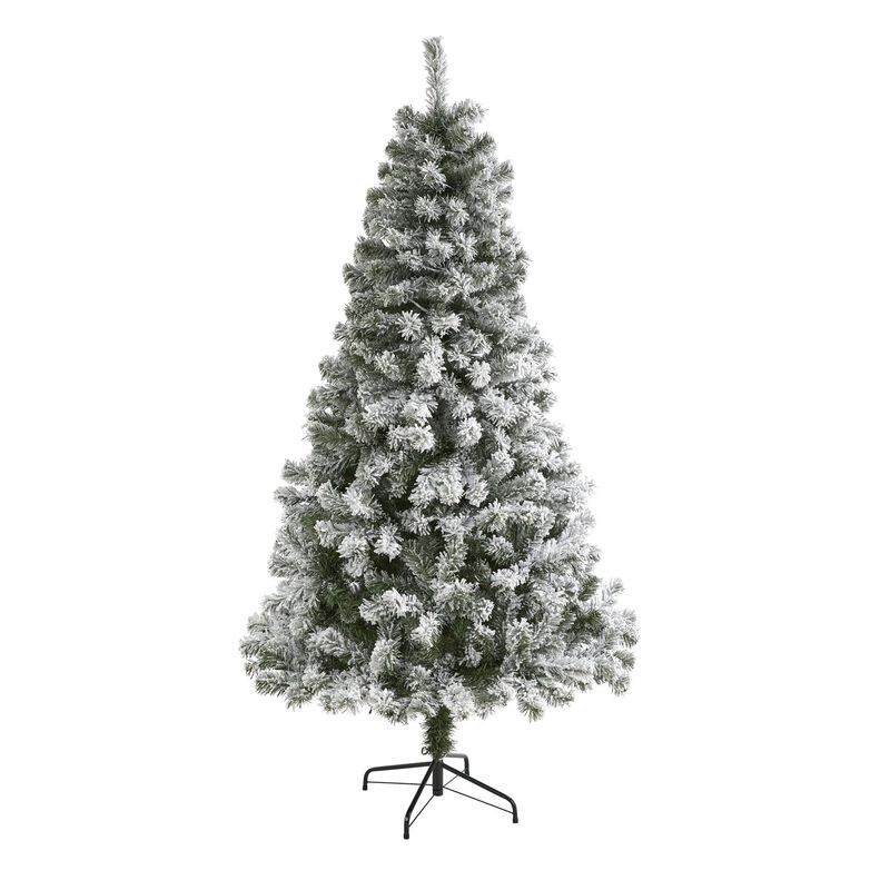 Nearly Natural Flocked West Virginia Fir Artificial Christmas Tree