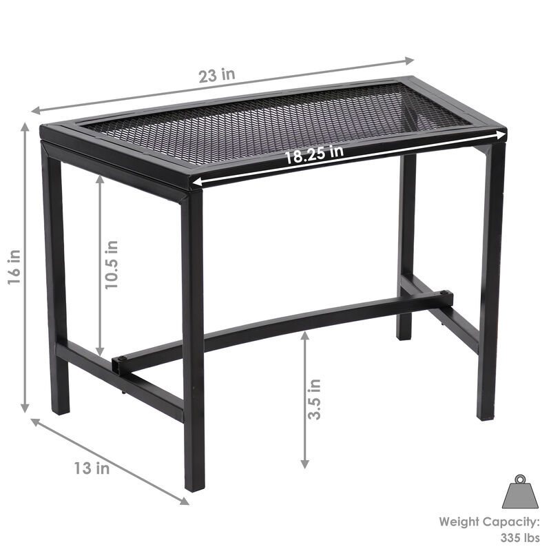 Sunnydaze Mesh Metal Patio Curved Fire Pit Bench - Black
