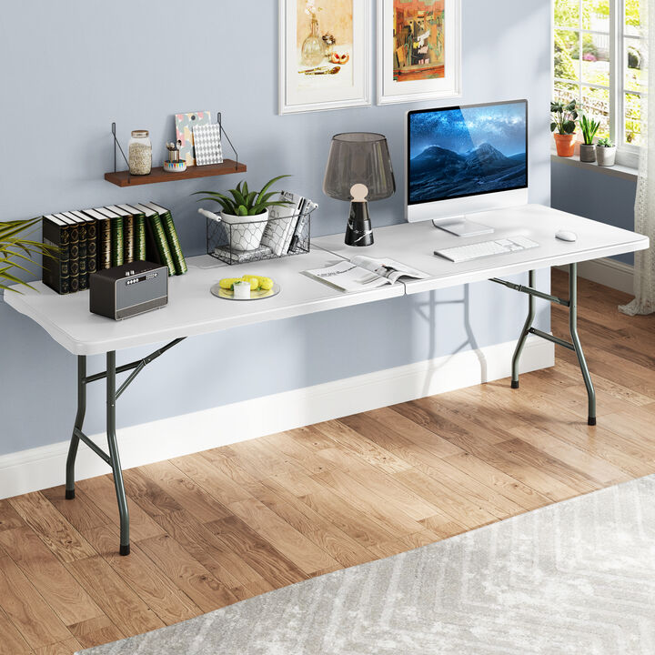 Portable Folding Table 350 LBS Fold-in-Half Table with HDPE Tabletop