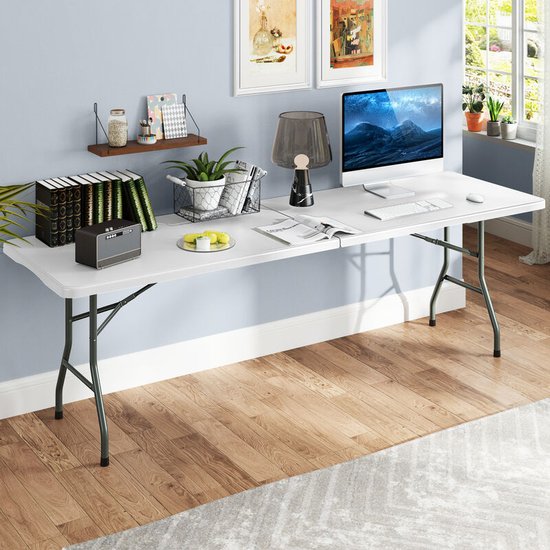 Portable Folding Table 350 LBS Fold-in-Half Table with HDPE Tabletop