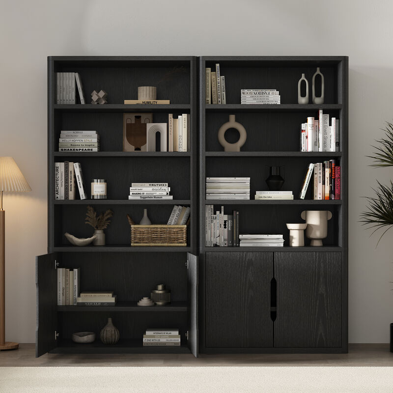 Rivington Black Bookcase Cabinet (Set of 2)