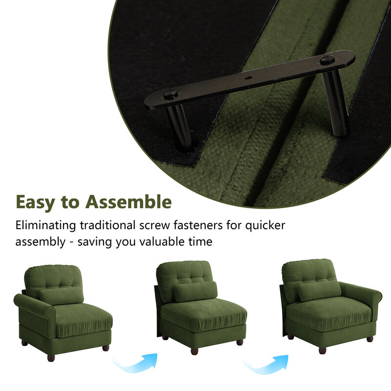 Juspep Mid Century Modern Chenille 3‑Seater Modular Sofa image number 7