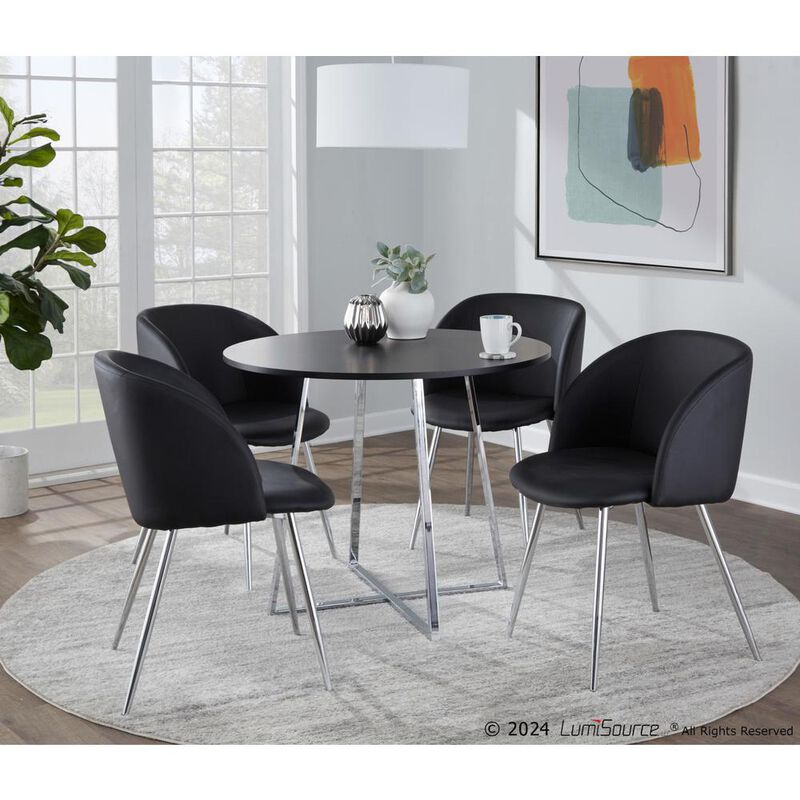 LumiSource Chrome Metal, Black MDF Canary Cosmo Dining Table