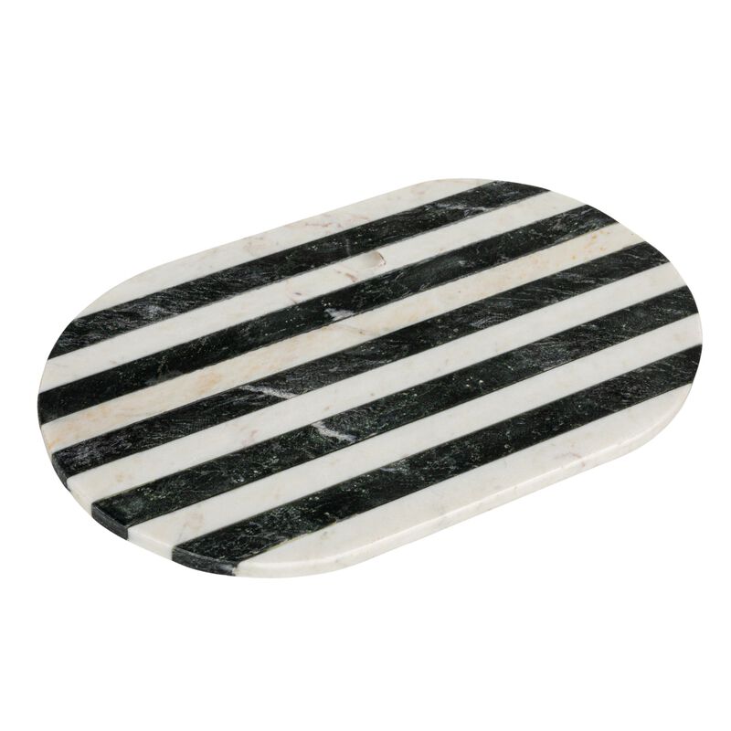 Marble Cheese and Cutting Board with Stripes, Black and White image number 0