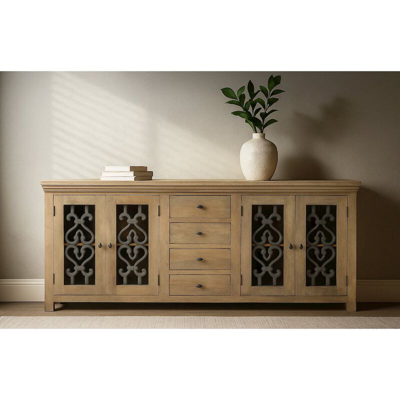 Alex Hamilton Hearst 4-Door 4-Drawer Sideboard in Distressed Natural