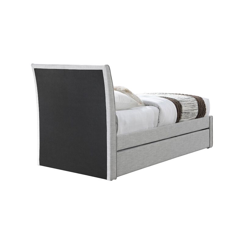 Meridian Furniture Myles Grey Linen Textured Fabric Twin Trundle Bed