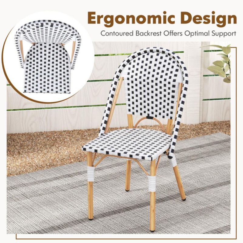 Hivvago French Bistro Chair Set of 2 with Galvanized Metal Framex