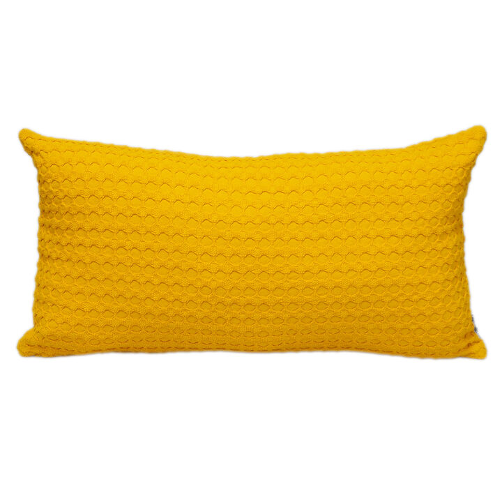 HomeRoots 14" X 26" Yellow Cotton Lumbar Throw Pillow With Texture
