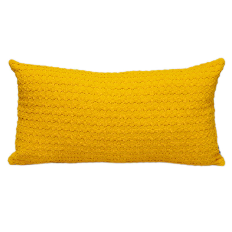HomeRoots 14" X 26" Yellow Cotton Lumbar Throw Pillow With Texture image number 0
