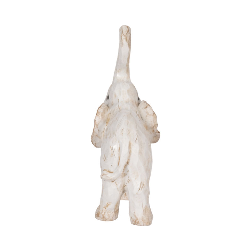 8" Elephant Figurine, White image number 3