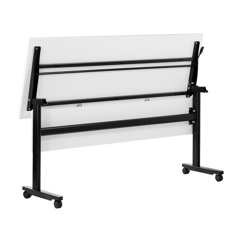 Flash Furniture 60" x 24" Nesting Flip Training Table with T-Legs, Modesty Panel, White Tabletop image number 7
