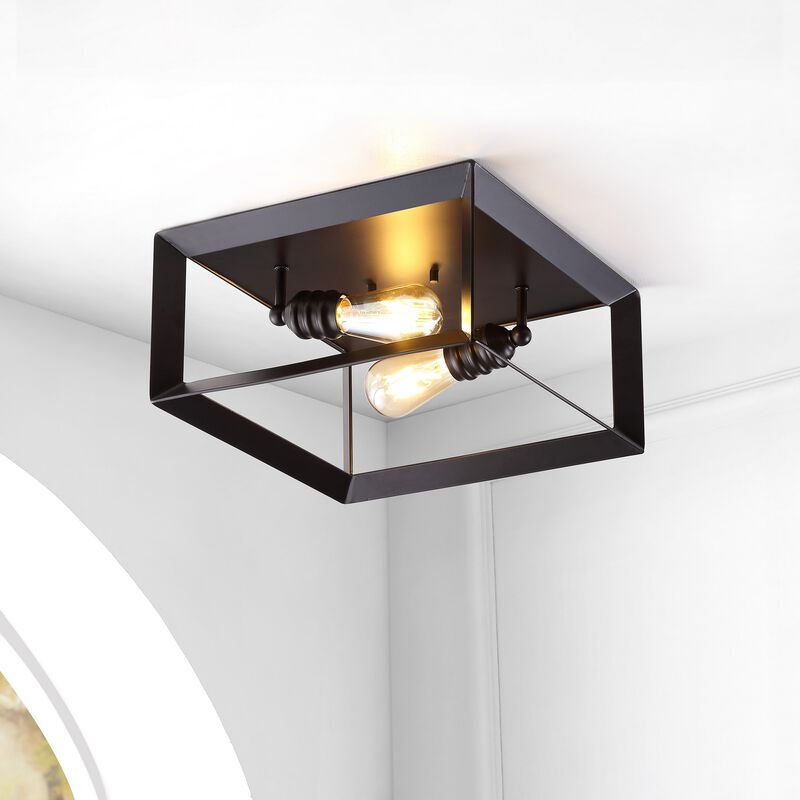 Marfa 2-Light Iron Modern Farmhouse LED Flush Mount