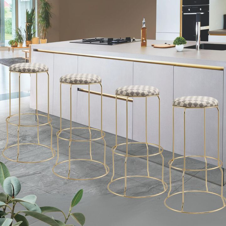 Kings Brand Furniture Carmilla Upholstered Counter Height Stool with Footrest - Bar Stools Set of 4 for Kitchen 27.25"