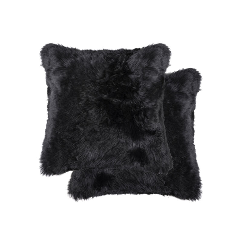 HomeRoots Set of Two 18" Black Sheepskin Throw Pillows image number 0