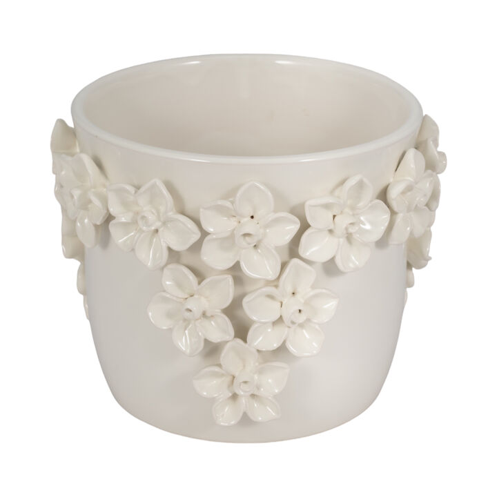 7" Floral Applique Planter