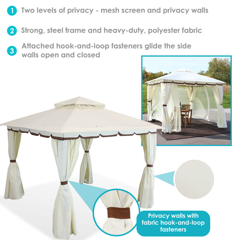 Sunnydaze 10 ft x 10 ft Soft Top Polyester Gazebo with Privacy Wall image number 4