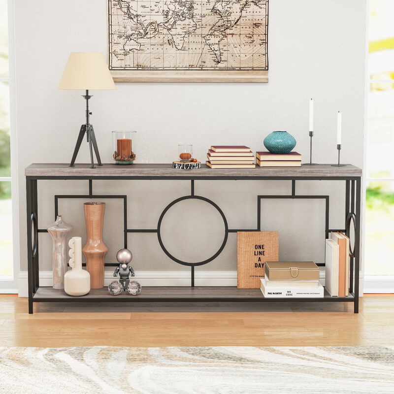 Slim Console Table with Faux Marble Top and Open Storage Shelf – Perfect for Hallways