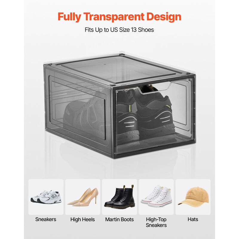 Magnetic Door Shoe Storage Boxes 9-Pack &ndash; Clear Plastic Organizers for Sneakers & Boots image number 5