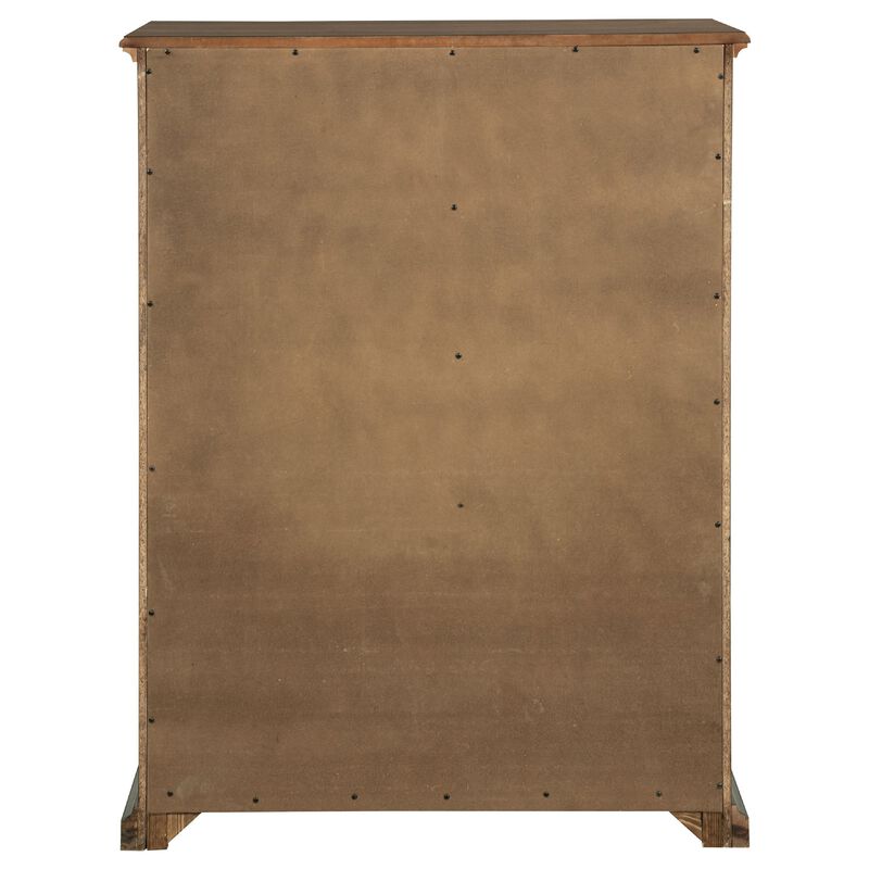Umer Tall Dresser Chest, 6 Tinted Drawers, Plinth Base, Medium Brown Wood image number 5