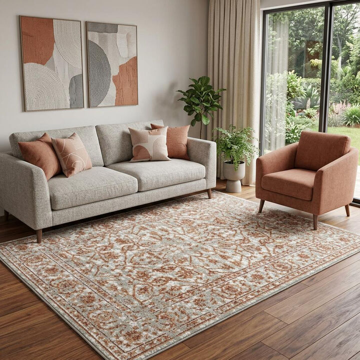 HomeRoots Floral Round Rug