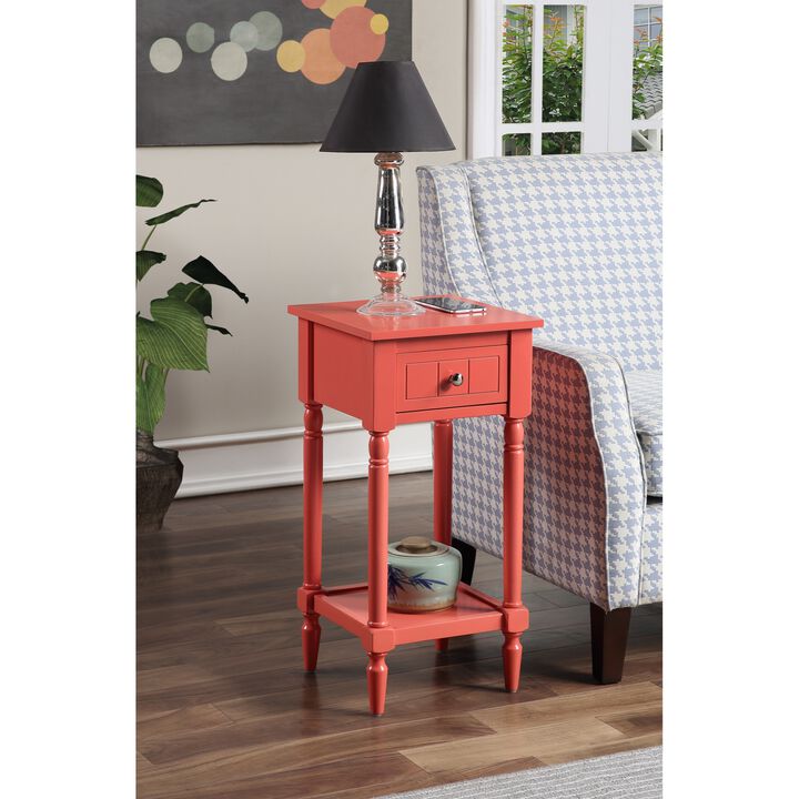 Convenience Concepts French Country Khloe 1 Drawer Accent Table with Shelf, Coral