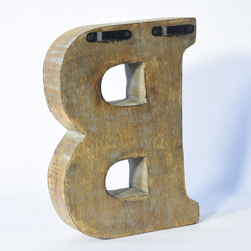Vintage Gray Handmade Eco-Friendly "B" Alphabet Letter Block For Wall Mount & Table Top Décor