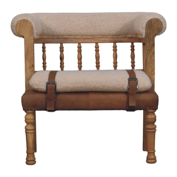 Artisan Furniture Solid Wood Strapped Hallway Boucle Bench