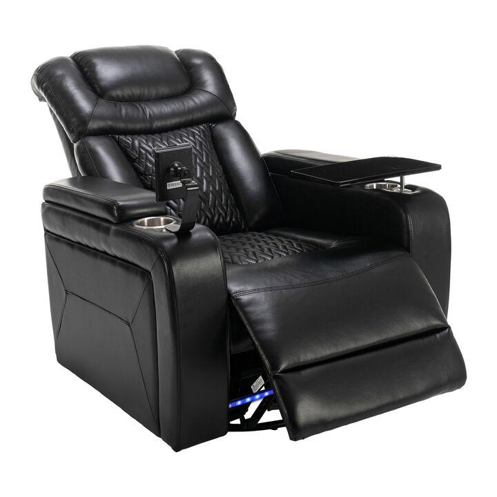 270 Degree Swivel PU Leather Power Recliner Individual Seat Home Theater Recliner