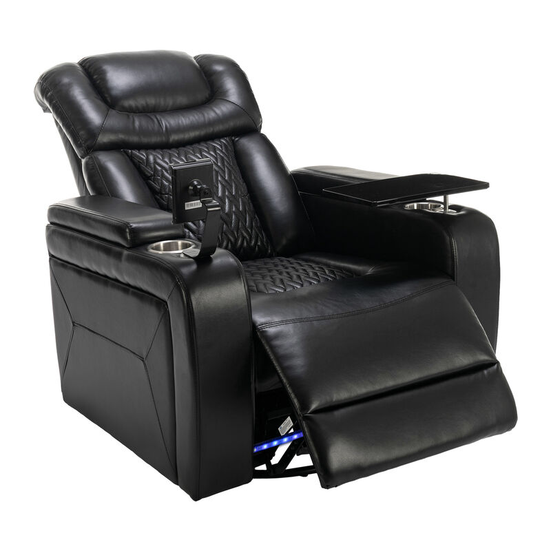 270 Degree Swivel PU Leather Power Recliner Individual Seat Home Theater Recliner image number 0