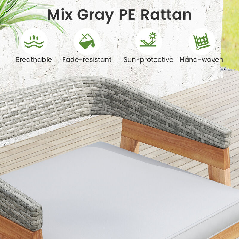 Patio Bar Set with Counter Height Table and 4 Cushioned Barstools-Grey image number 5