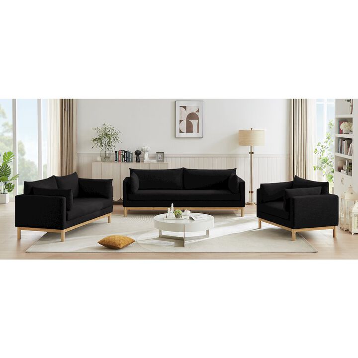 Meridian Furniture Langham Black Linen Textured Fabric Loveseat