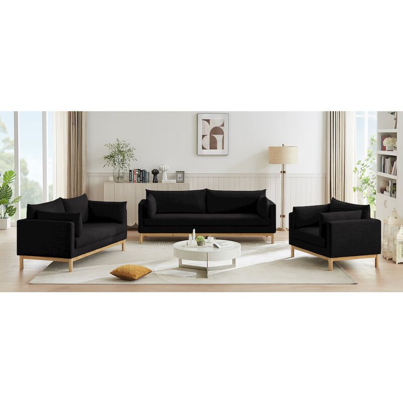 Meridian Furniture Langham Black Linen Textured Fabric Loveseat