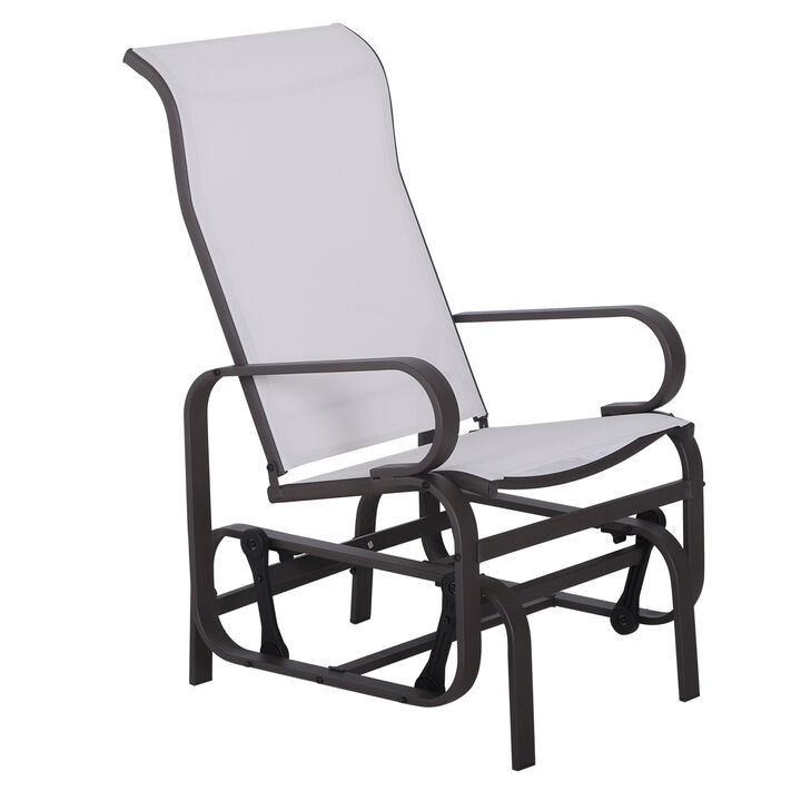 Outsunny Outdoor Glider Chair, Gliders for Outside Patio with Smooth Rocking Mechanism and Lightweight Construction for Backyard, Beige