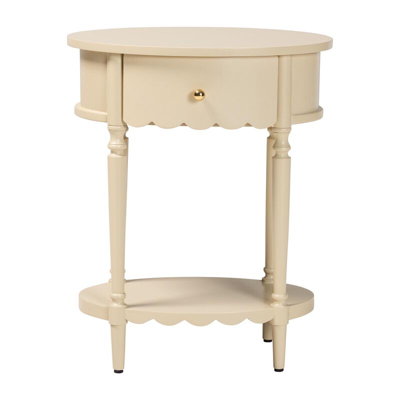 bali & pari Liba End Table - 1-Drawer Accent Table with Scalloped Detailing and Open Shelf Storage for Hallway, Entryway, and Living Room image number 2