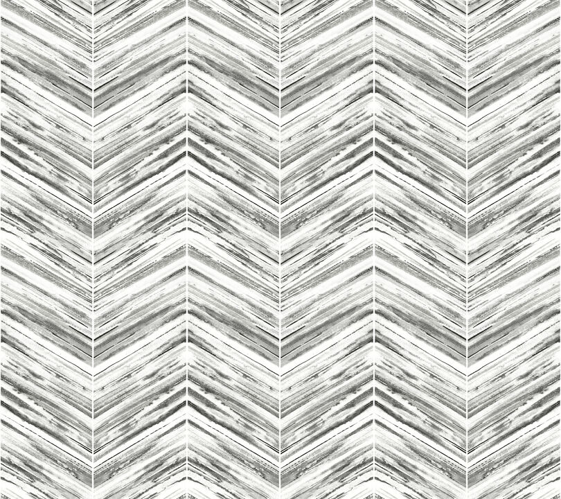 Petite Watercolor Chevron Black & White Wallpaper