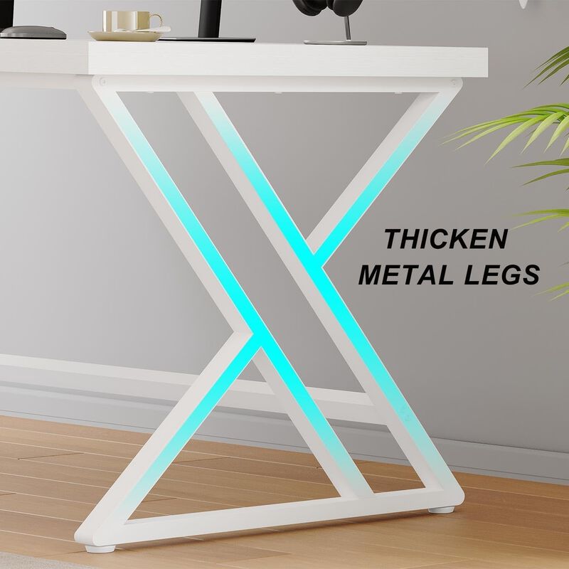 Top True Wood Computer Desk, Modern Writing Desk with Metal Legs for Home Office image number 5