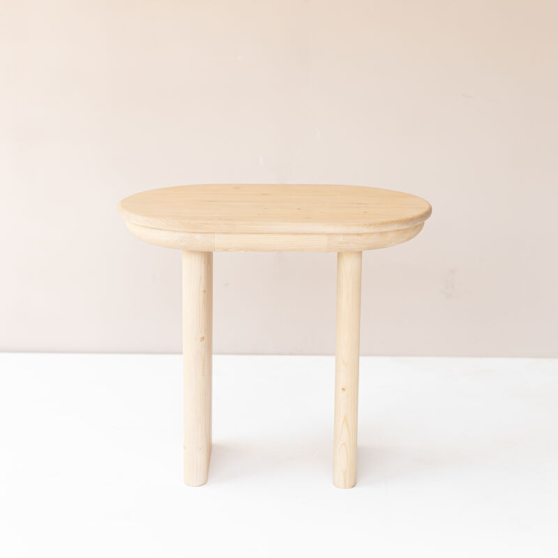 Hivvago 22 Inch Natural Solid Wood Oval Sled End Table