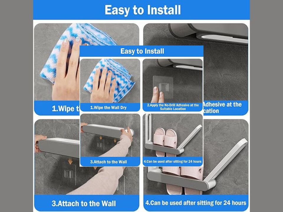 Shoe Organizer Closet Storage Gray 3 1 Foldable Wall Mounted