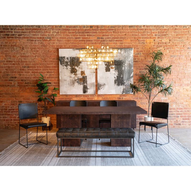 World Interiors Melbourne Dining Chair in Brown Buffalo Leather and Iron image number 7