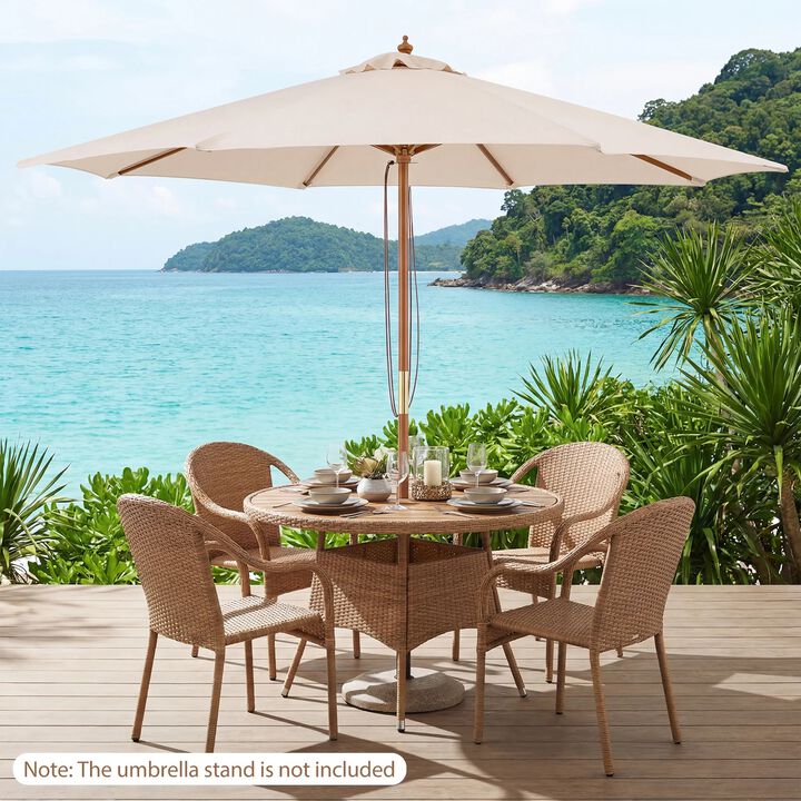 9 FT Patio Umbrella for Outdoor Dining Table Market Umbrella with 8 Sturdy Bamboo Ribs