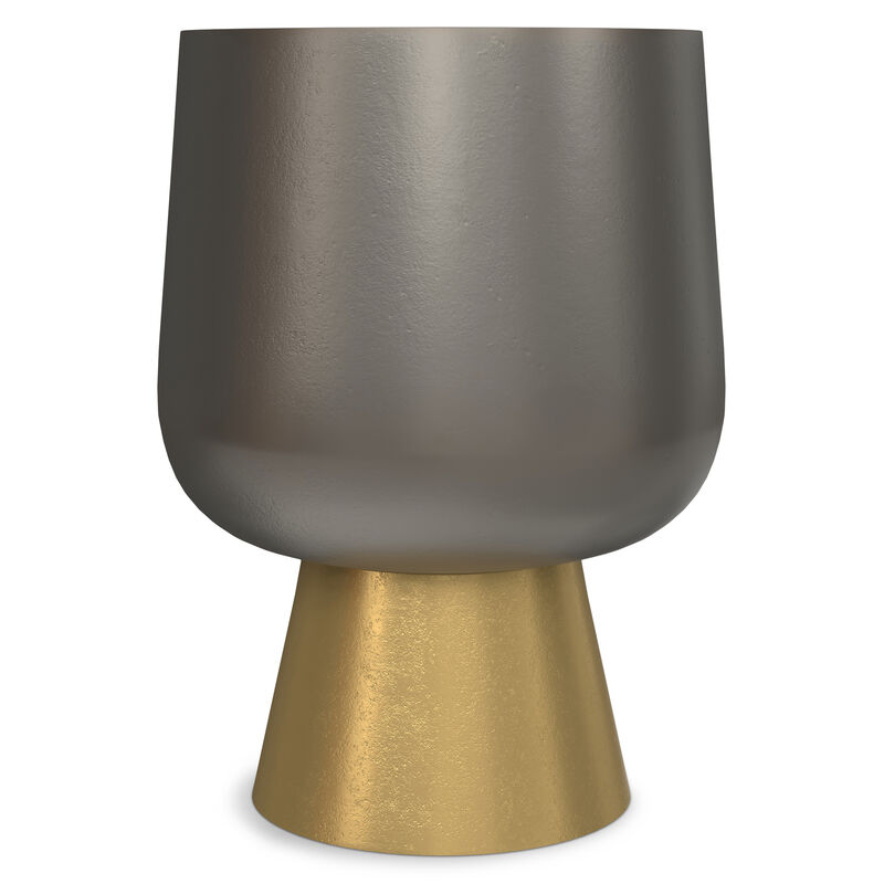 Anthony Contemporary 14 inch Wide Cast Aluminum Side Table in Antique Bronze/Antique Brass, Fully Assembled