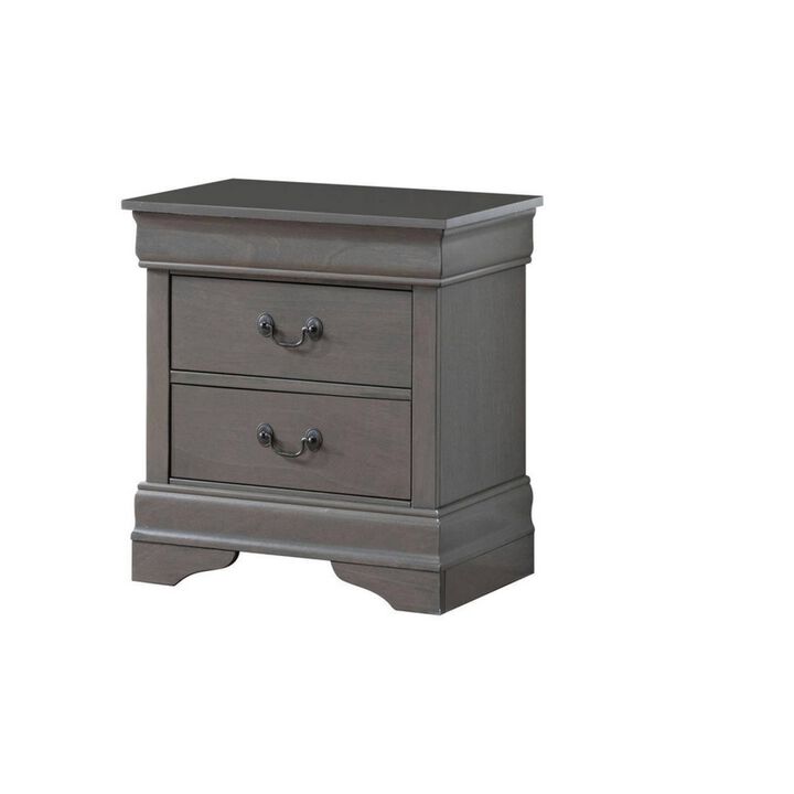1pc Nightstand Gray Louis Philippe Solid wood English Dovetail Construction Nickel Hanging Pulls