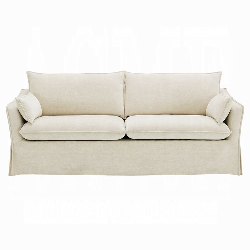 Seya Modern Sofa with 2 Pillow, Beige Linen Plush Cushions, 82 Inch image number 2