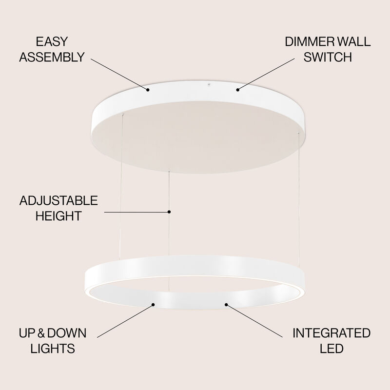 Jense Minimalist Modern Metal Adjustable Dimmable Ring LED Pendant