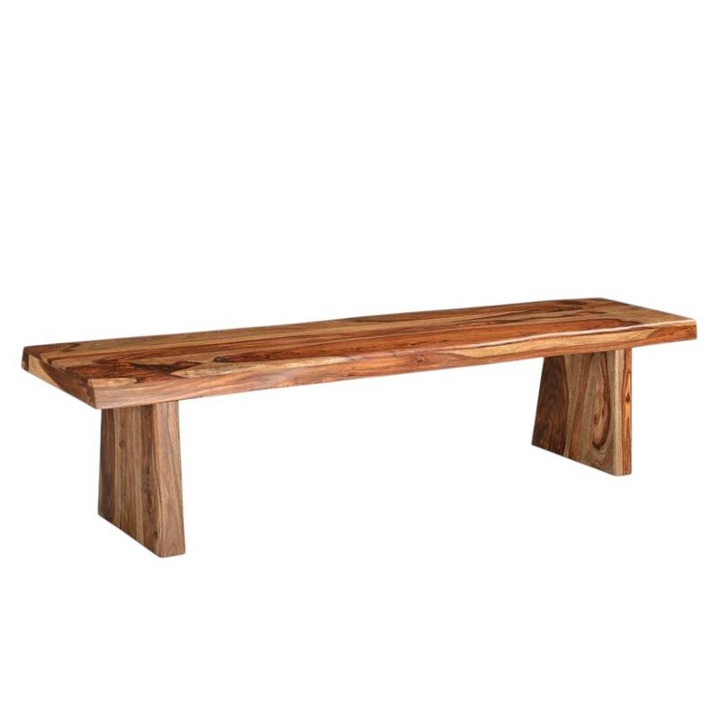 HomeRoots 75" Brown Solid Wood Live Edge Dining Bench image number 3