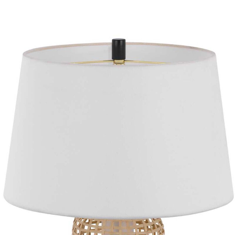 Table Lamp with LED Light, White Shade, Modern Brown Wicker, 30 Inch image number 5